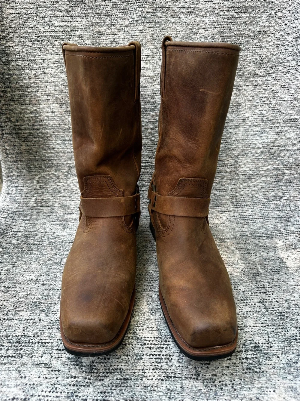 Xelement Men’s Leather Harness Boots Size 13 Brown Cognac Motorcycle Style 1556
